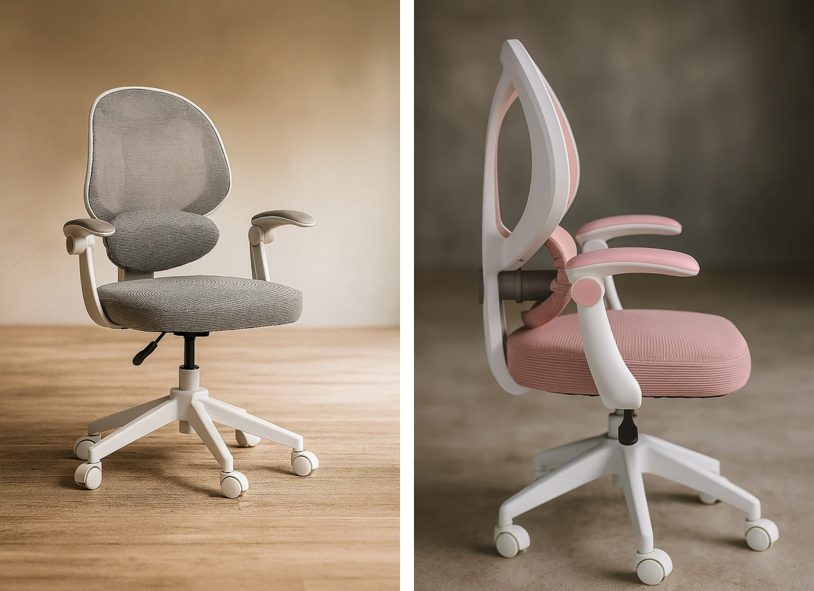 Fotele VIVO dostępne w dwóch kolorach - szarym oraz różowym