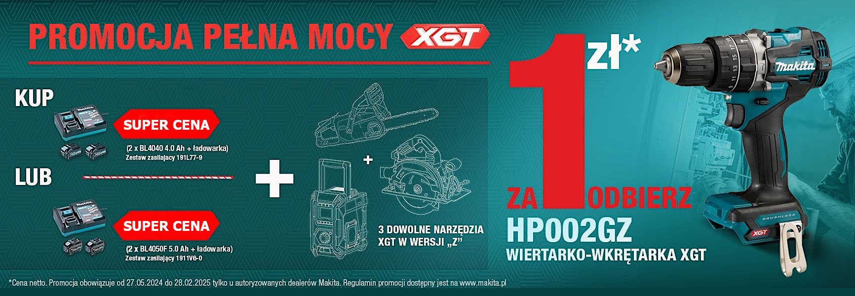 Wkrętarka Makita z serii XGT za 1 zł!