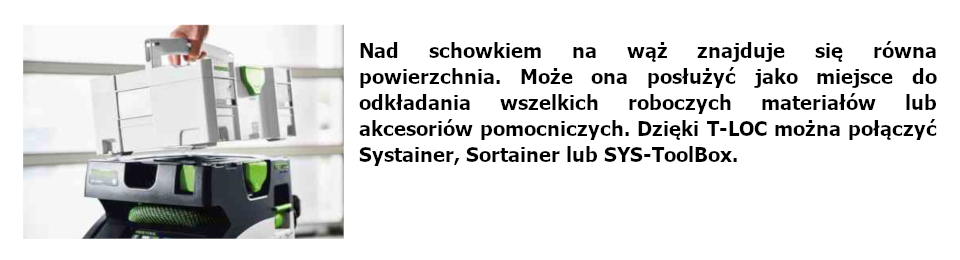 równa powierzchnia nad schowkiem na wąż