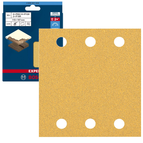 Papier ścierny Bosch Expert C470 2608901670, 115x107 mm, G 60/120/180, 10 szt.