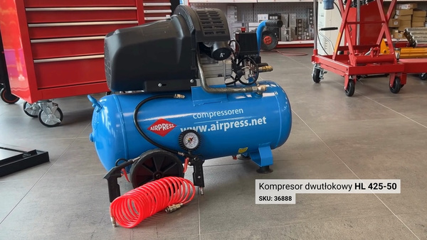 Kompresor dwutłokowy olejowy Aipress HL 425-50 z zestawem akcesoriów pneumatycznych