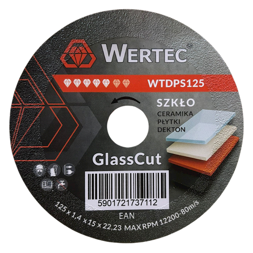 Tarcza diamentowa do płytek i szkła 125 mm Wertec WTDPS125