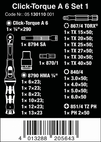 Klucz dynamometryczny 2,5-25 Nm Wera 05130110001