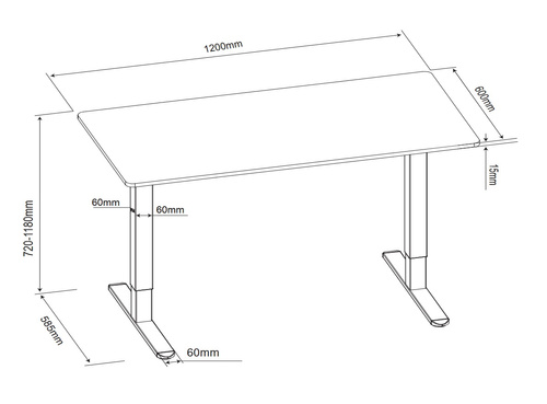 Biurko elektryczne 120x60 cm Zyonix TEVON Black Rustical Oak