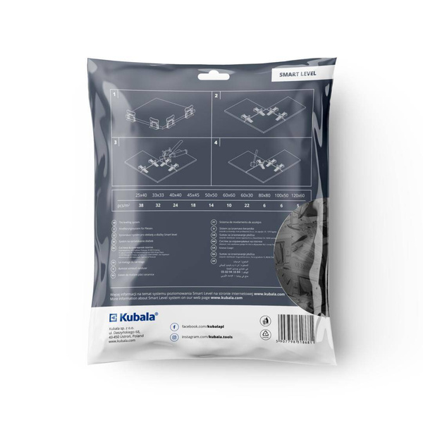 Klipsy do poziomowania płytek Kubala 1,5mm 100 szt Smart Level