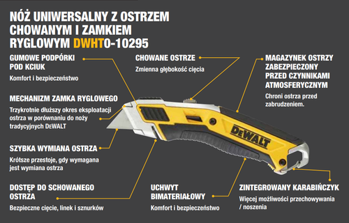 Nóż uniwersalny z ostrzem chowanym DWHT0-10295 DeWALT