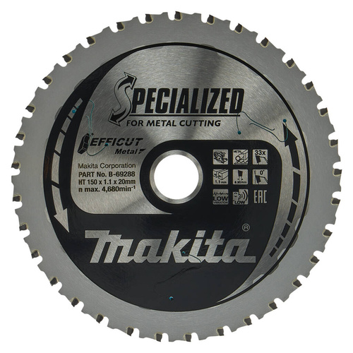 Tarcza tnąca do metalu 150X20; 33Z Makita B-69288
