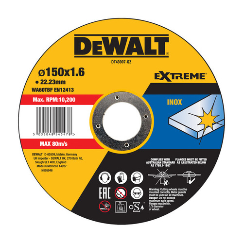 Tarcza tnąca do stali nierdzewnej 150x1,6x22,23mm Dewalt DT43907-QZ