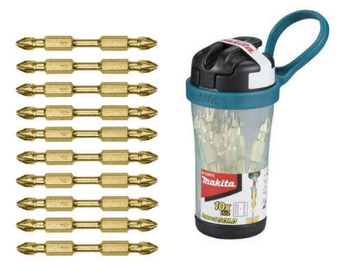 Zestaw 10 szt. bitów dwustronnych PZ2 Makita B-52928