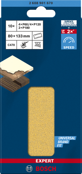 Papier ścierny Bosch Expert C470 2608901670, 80x133 mm, G 60/120/180, 10 szt. 
