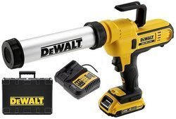 Pistolet do silikonu DeWalt DCE571D1 + akumulator + ładowarka + walizka