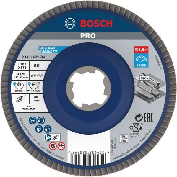 Tarcza listkowa / ściernica lamelkowa 125x22,23mm P60 X-Lock Bosch 2608621768