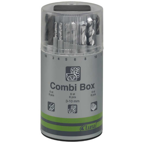 Zestaw wierteł 3-10mm COMBI-BOX (18 szt) LUNA 208730101