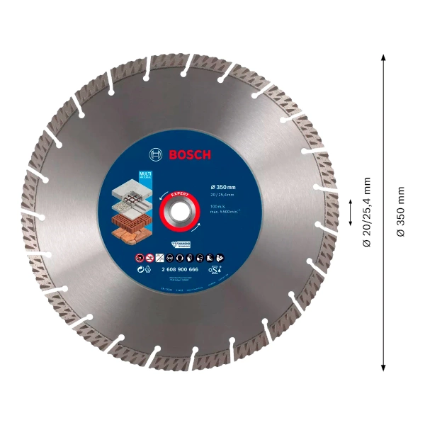 Diamentowa tarcza tnąca Bosch EXPERT MultiMaterial 350 x 25,40 x 3,3 x 12 mm 2608900666