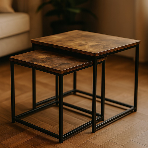 Zestaw stolików Belivio VERSO RUSTICAL OAK