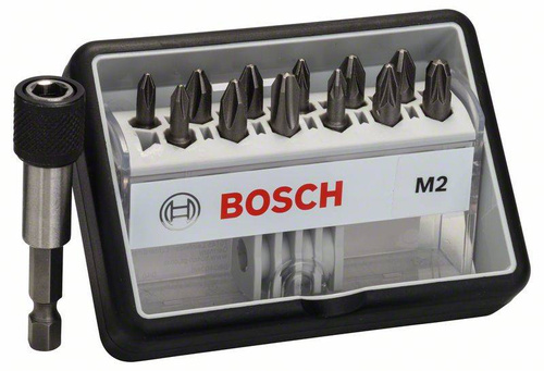 12+1-elem. zestaw bitów do wkrętarek Robust Line M PH/PZ, wersja Extra Hard Bosch 2607002564