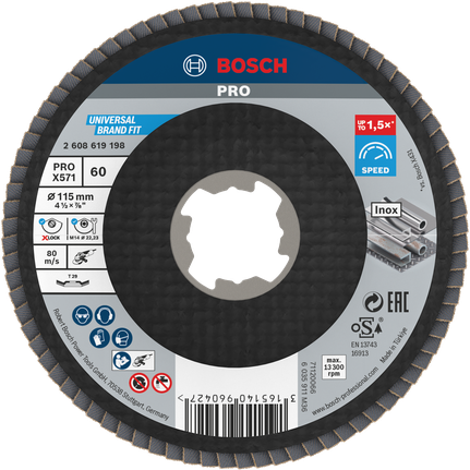 Tarcza listkowa Bosch X571 Best for Metal X-LOCK, wersja wygięta 115x22,23x60 2608619198