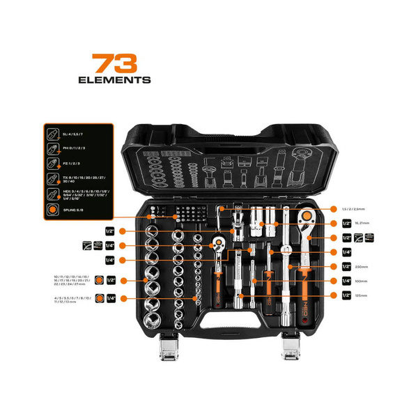 Zestaw kluczy nasadowych NEO Tools 10-054