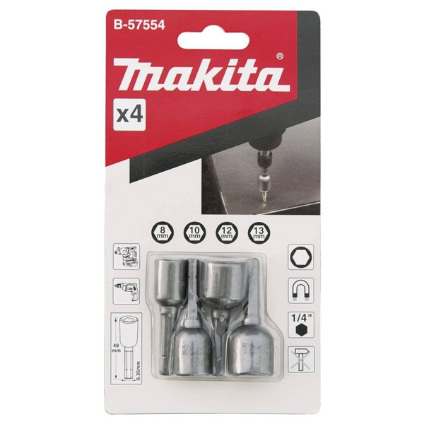 Zestaw nasadek magnetycznych 4 szt. (8/10/12/13) Makita B-57554