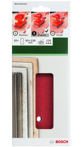 Zestaw 10 szt. papierów ściernych 230x93 mm P120 Bosch 2609256B04