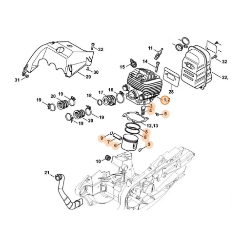 Cylinder z tłokiem Stihl 42240201205