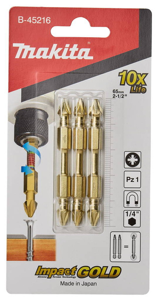 Zestaw 3 szt. bitów dwustronnych PZ1 Makita B-45216