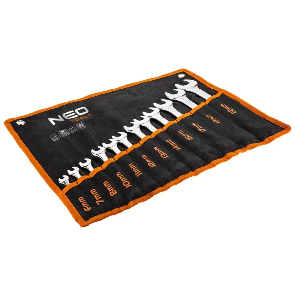 Klucze płasko-oczkowe 6-22 mm, zestaw 12 szt. NEO Tools 09-752