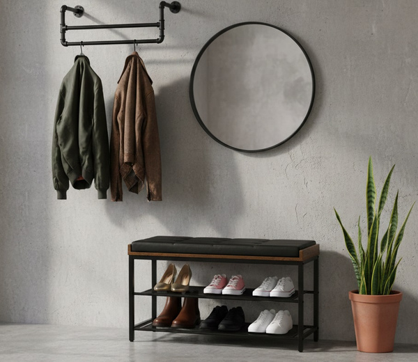 Półka na buty z siedziskiem Belivio NELLY Rustical Oak