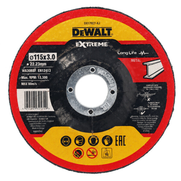 Tarcza tnąca do metalu 115x3,0x22,23 mm Dewalt DX17927-QZ
