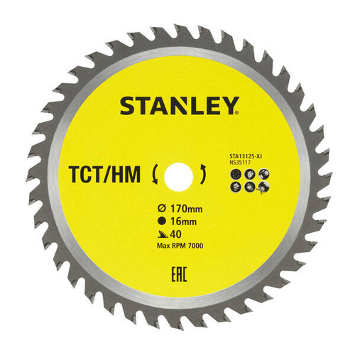 Tarcza do cięcia drewna TCT/HM 170x16 40Z Stanley STA13125-XJ