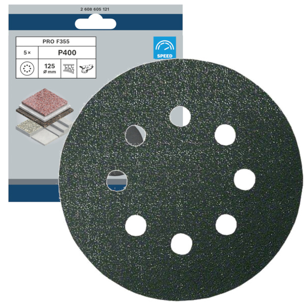 Papier ścierny Bosch F355 125 mm P400 Bosch 2608605121 5 szt.