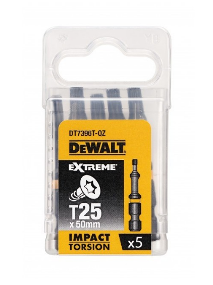Udarowe końcówki wkrętarskie T25x50 mm 1/4" Torsion (5szt) DT7396T-QZ DeWalt