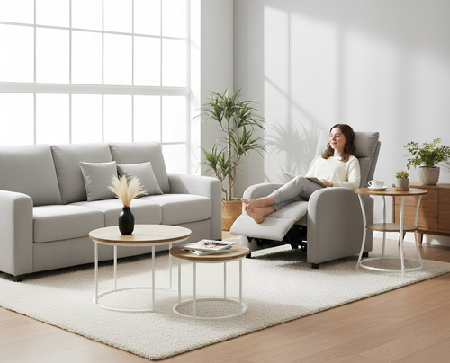 Fotel rozkładany Belivio TORINO szary sztruks