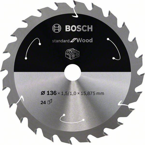 Tarcza do piły tarczowej bezprzewodowej Standard for Wood 136 × 1,5 / 1 × 15,875 T24 Bosch 2608837667