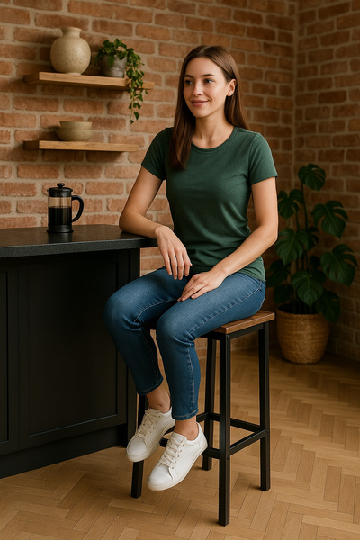 Stołek barowy Belivio PAX BLACK RUSTICAL OAK