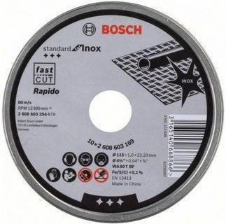 Zestaw 10 szt. tarcz do stali nierdzewnej 115x22,23 mm Bosch 2608603254