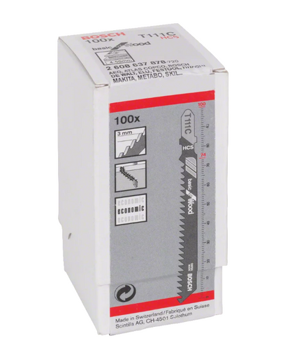 Zestaw 100 szt. brzeszczotów do wyrzynarek Bosch T 111 C (2608637878)