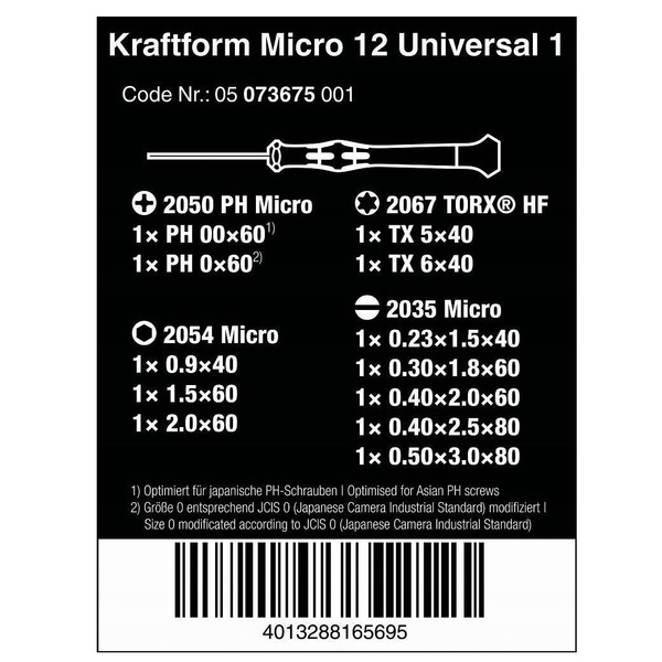 Zestaw precyzyjnych wkrętaków Wera 05073675001 - 12 sztuk