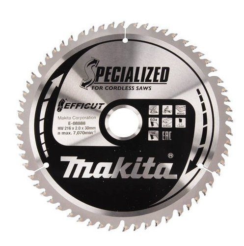 Tarcza tnąca 216 x 30 mm Efficut 80 zęby Makita E-08894