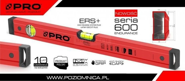 Poziomnica czerwona 40 cm PRO A1-040