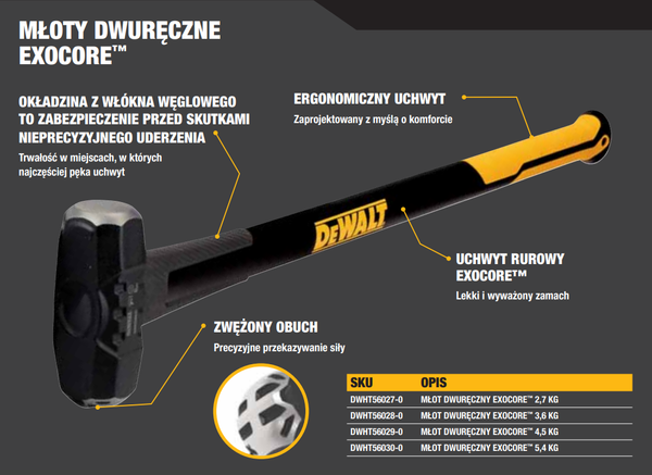 Młot dwuręczny 3,6 kg Excocore DWHT56028-0 DeWALT