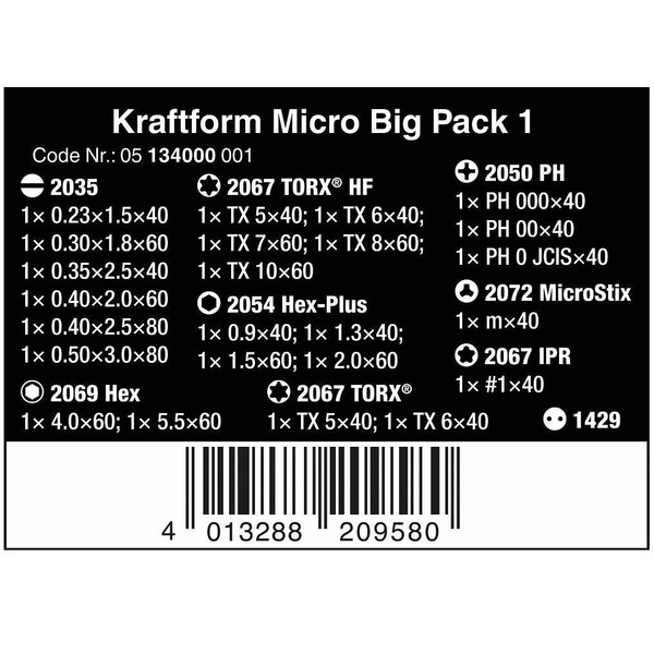 Zestaw wkrętaków Wera Kraftform Micro Big Pack 1 - 25 elementów