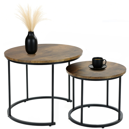 Zestaw stolików Belivio MOCCA RUSTICAL OAK