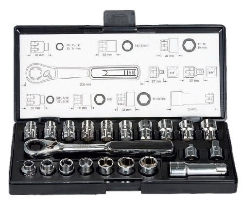 Zestaw nasadek + klucz z adapterem 1/4", 3/8" Makita B-65604 21 szt.