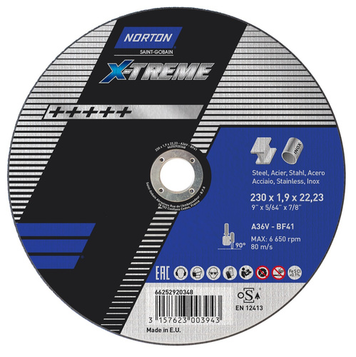 Tarcza do cięcia metalu 230x1.9x22.23 mm Norton X-treme Life 66252920348