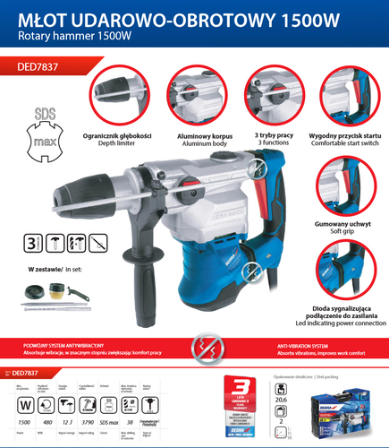 Młotowiertarka Dedra DED7837
