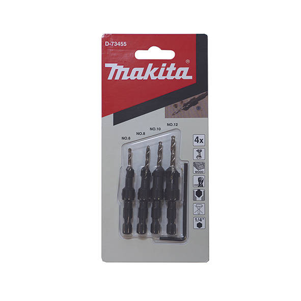 Zestaw 4 szt. wierteł do drewna z łbem sześciokątnym Makita D-73455