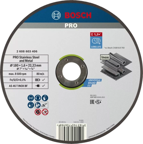 Tarcza korundowa 180 x 1,6 mm Bosch 2608603406