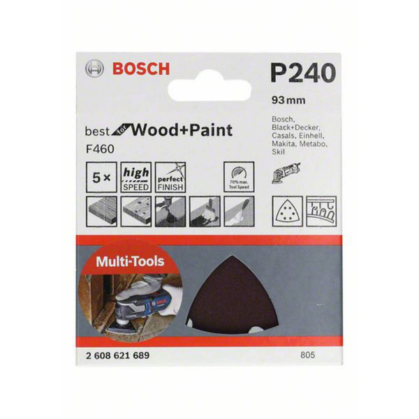 Zestaw 5 szt. papierów ściernych Bosch PRO F460, 93mm P240 2608621689