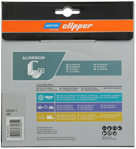 Tarcza do cięcia aluminium Norton Clipper 216x30mm 70184608136